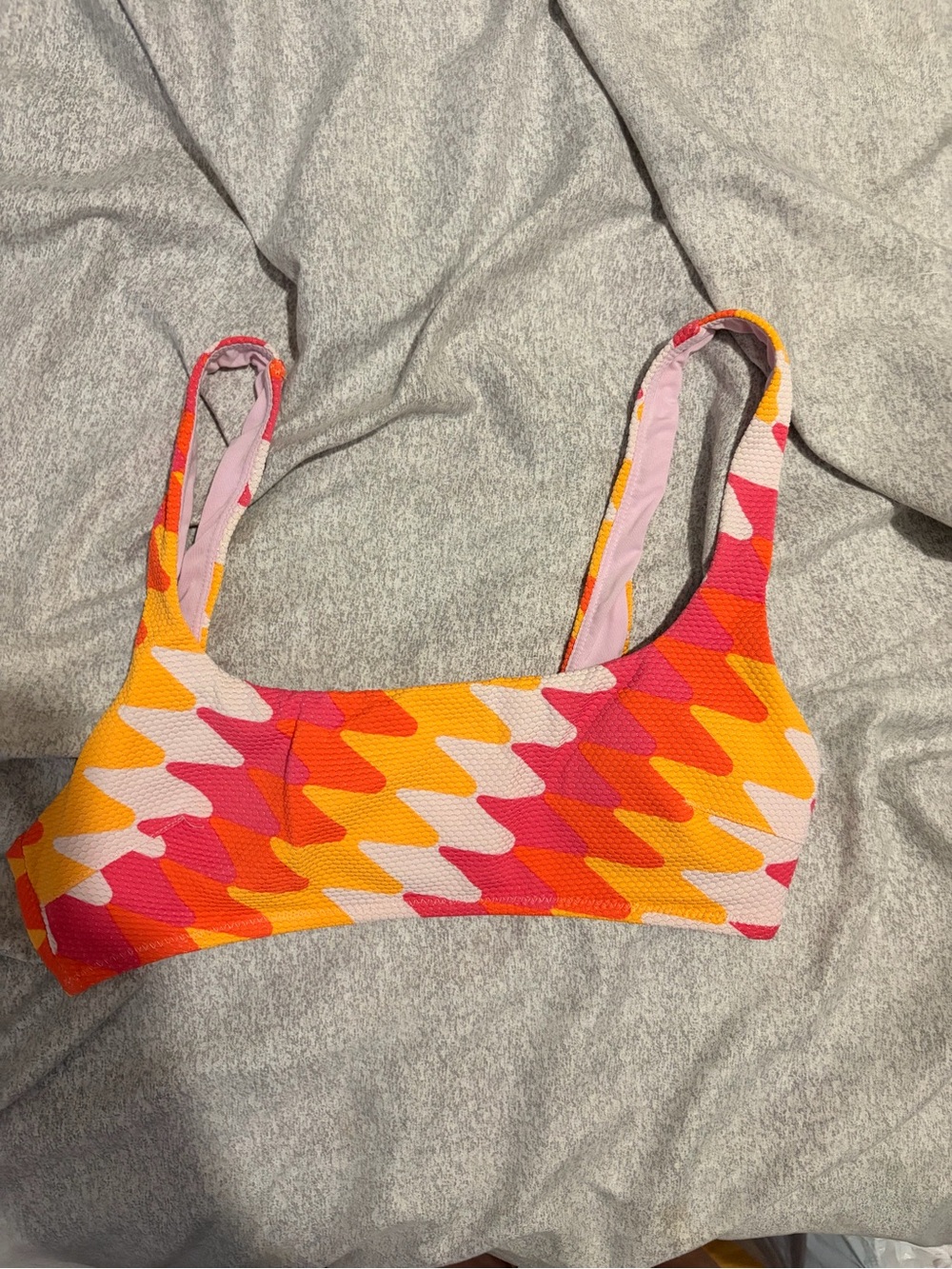 aerie Pink, Orange, Yellow Colorblock Ribbed Bikini Top